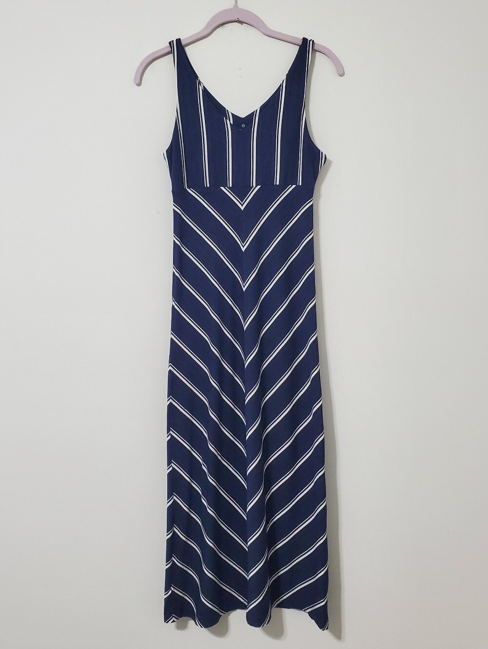 Athleta Santorini Navy Chevron Stripe Midi Dress XS